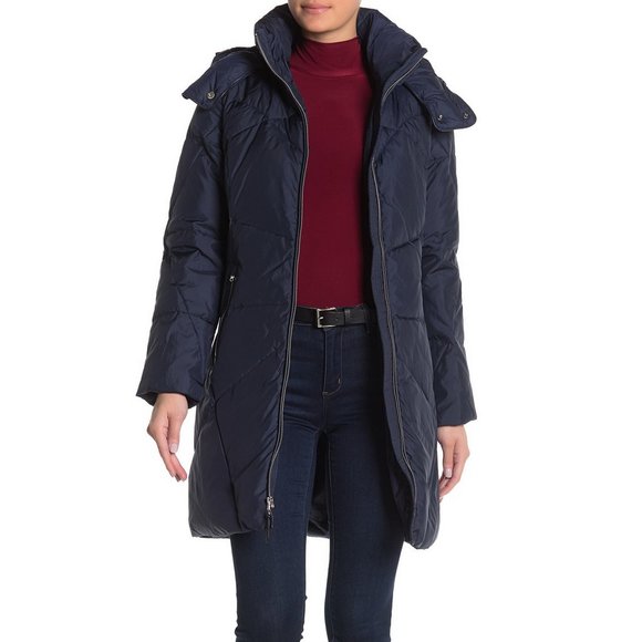 NWT Cole Haan Puffer Down Jacket- with Hood for Cold Weather - Picture 1 of 13